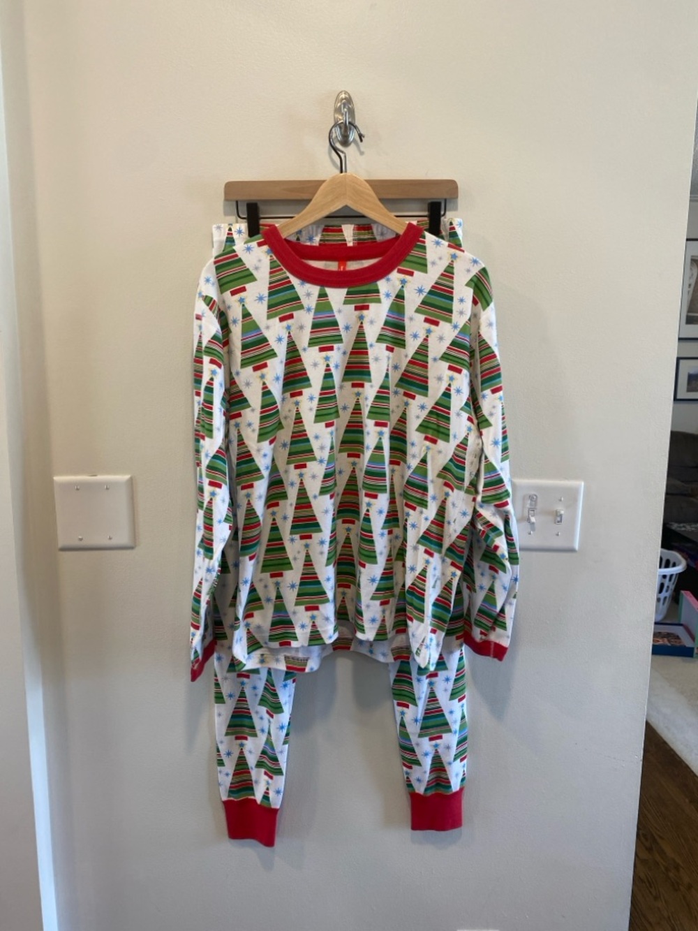 Vintage Hanna Andersson Christmas pajamas unisex large organic cotton trees